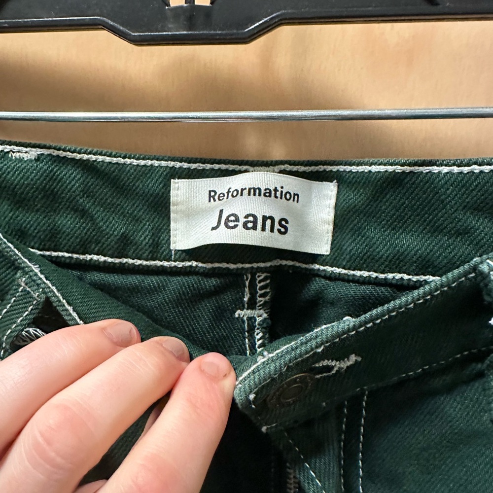 Reformation Women’s Cowboy Deep Green Straight Jeans Size 28/6 - Picture 3 of 4